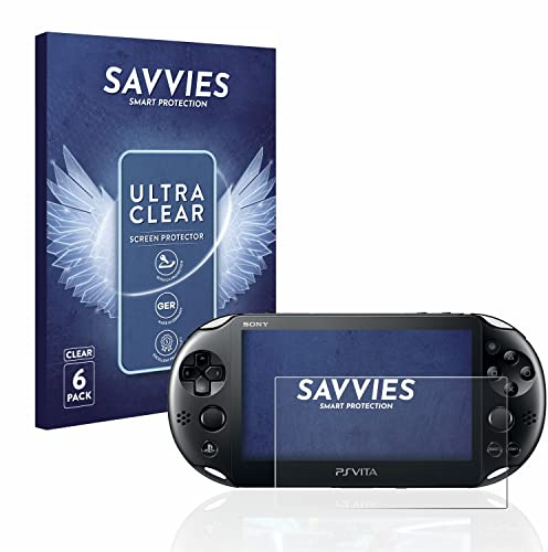 Savvies Schutzfolie für Sony Playstation Vita | 6 Stück Transparenter Displayschutz Made in Germany Ultra-Klar Displayschutz-Folie