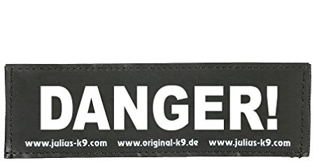 Julius-K9 Interchangeable Hook & Loop Patches, 1 pair, DANGER!, Size: Baby 1, Black