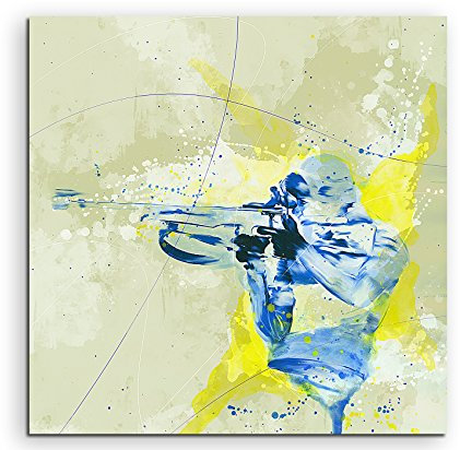 Paul Sinus Art Biathlon I 60x60cm SPORTBILDER Splash Art Wandbild Aquarell Art