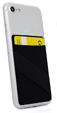 MyGadget 1 Fach Handy Kartenhalter + Fingerhalterung zum aufkleben - RFID Blocking - Haftendes Kartenfach, Karten Halterung - Kartenhülle Smartphone Etui Schwarz