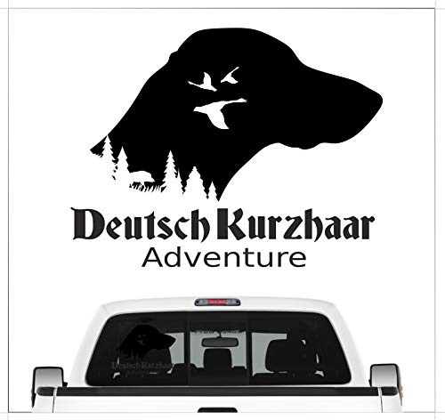 siviwonder Auto Aufkleber Deutsch Kurzhaar DK Adventure Autoaufkleber Hundemotiv Hundeaufkleber autoaufkleber Hund Folie Jagdaufkleber Jagdschwarz MATT