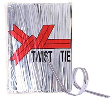 YOFASEN 800PCS Lazos de torcedura - Plateado Twist Ties Alambre Metálico Decorativo para Bolsa de Caramelo/Galleta, 10cmx4mm