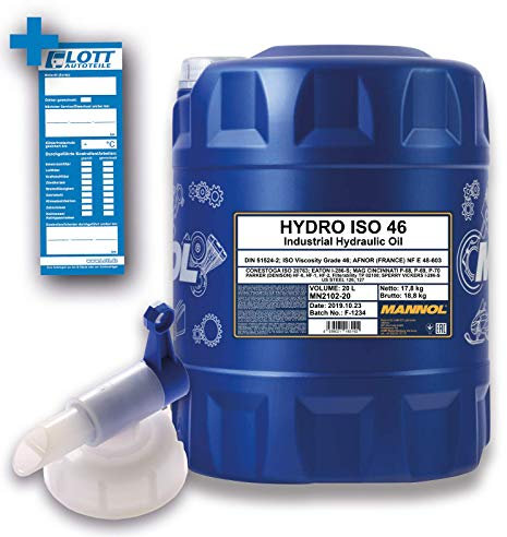 MANNOL 20L Hydrauliköl Schmierstoff Hydro ISO 46 Mineralöl MN2102-20 + Auslaufhahn