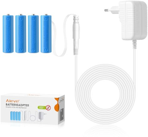 AIEVE Adaptateur d'alimentation 6 V pour 4 piles AA compatible avec Nuki Smart Lock 3.0/3.0 Pro, guirlande lumineuse, station météo (pas pour flash)