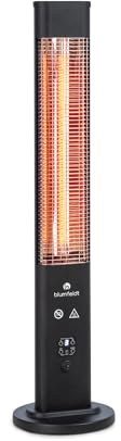Klarstein Radiador Electrico Bajo Consumo, Calefactor para Patio o Terraza de 1200W, Mando a Distancia, Radiadores Bajo Consumo Electricos, Antivuelcos, IP65, Calefactores Jardín, Exterior e Interior