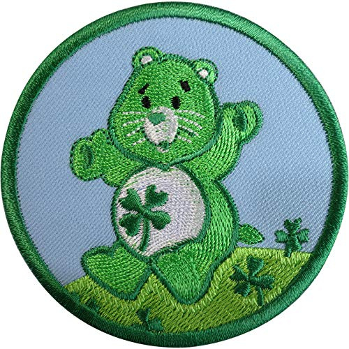 ELLU Pflege Bären grün Vier Blatt Klee Glück Bär Patch Eisen auf gestickten Abzeichen