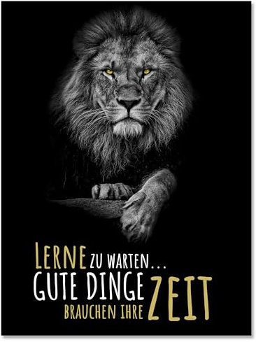 wandmotiv24 Leinwandbild Löwen, Hochformat, Löwe, lerne zu warten M0197