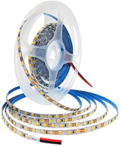 Tesfish 12V LED Streifen Licht, 5mm Breit, Natürliches Weiß 4000K 5M Strip Lichtband 2835 IP20 120 LEDs/M, Total 600LEDs band Lichtleiste Leiste für Schlafzimmer, Küche Dekoration