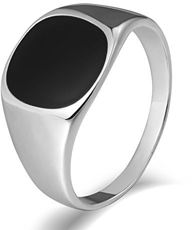 Daesar Edelstahl Ring für Herren, Silber Ring Männer Personalisiert Siegelring Breit mit Zirkonia Gr.65 (20.7)