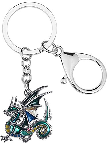 NEWEI Emaille Drachen Schlüsselanhänger Schlüsselanhänger für Damen Mädchen Kinder Tasche Charms (Grün)