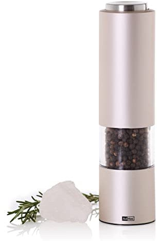 AdHoc EP92 Elektrische Pfeffer- | Salzmühle eMill.3, CeraCut® Keramik Mahlwerk, inkl. Batterien, light grey