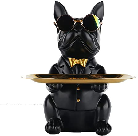 Bulldogge Statue, Hundeskulptur Münze Depot, Multifunktions-Aufbewahrungsfach, Hund Butler Schlüssel Schmuck Süßigkeiten Home Dekoration