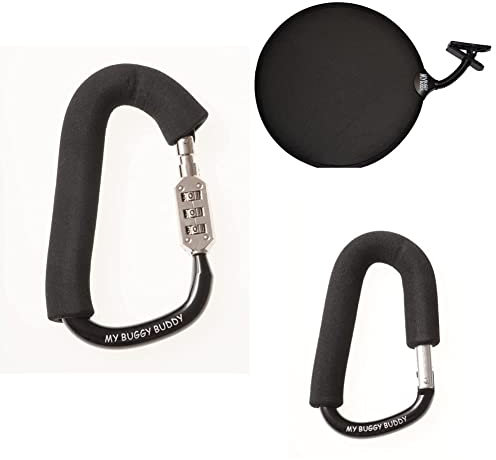 My Buggy Buddy Pram/Stroller/Pushchair 3-in-1 Bundle Pack - Lock + Clip or Hook + Sunshade - Black