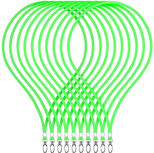 webbomb 10 Stück Schlüsselband Lanyard 360° Umhängeband 13 Farben edel glänzend mit Karabiner für Zugangskarten Ausweishalter Büro ID Karte Fahrkartenhülle Schlüsselbänder Handy Band (neongrün)