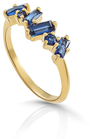Orphelia 925 Silver Ring Gold Plated with Sapphire Zirconium Size 52