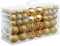 Confezione 100 Palline di Natale Infrangibili Con Gancio Palle di Natale Diametro 3/4/6 cm, Addobbi E Decorazioni per Albero di Natale (Oro)