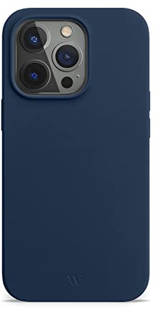 WIIUKA Hülle für iPhone 14 Pro, Softtouch Silikon, Recycelter Kunststoff, extra schlank - Silikonhülle, Premium Handyhülle, Case, Qi, Blau