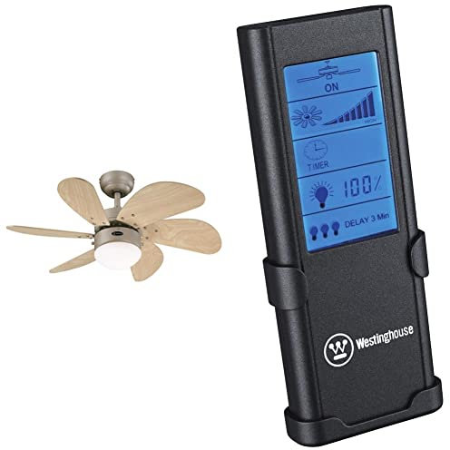 Westinghouse Lighting Turbo Swirl Ventilador de Techo E14, 60 W, con cable conductor, Titanio & Mando a Distancia por Radiofrecuencia, Grafito