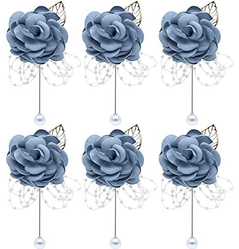 6 Stück Boutonniere Hochzeit,Rose Boutonniere,Künstliche Handgefertigte Satin Rose Blumen Boutonniere Ansteckblume bräutigam Trauzeugen Hochzeitsanstecker mit Pin für Hochzeit Abschlussball Party,Grün