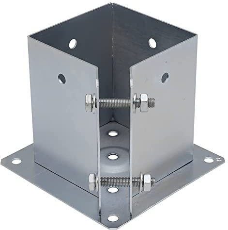 Pied de poteau carré en zinc galvanisé pour bois de 90 mm (92 mm x 150 mm)