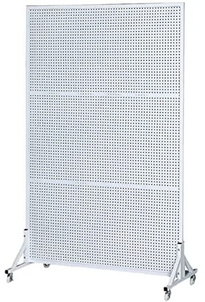 LXBAMKEA Pegboard Panels & Units, Floor-standing Retail Display Stand, Portable Room Divider Partition Screen, Movable Craft Show Jewelry Tool Kitchenware Plant Storage Rack (Color : White, Size : 5