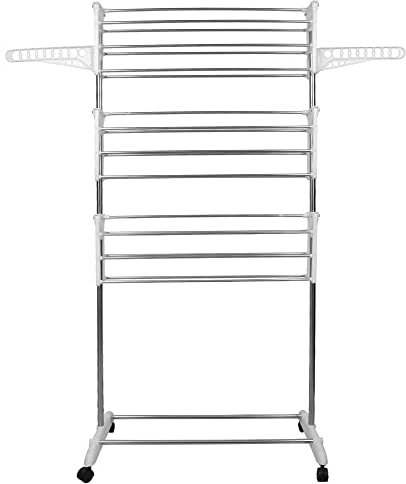 RELOVE Stendibiancheria pieghevole, asciugatrice per vestiti, portatile, grande essiccatore per biancheria, pieghevole, a 3 livelli, salvaspazio, asciugatrice per vestiti (75*44*158cm- tubo grigio)