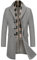 COOFANDY Herren Mantel Wintermantel Slim Fit Business Winterjacke Warmer Trenchcoat Jacken Kurzmantel Herrenmantel mit Abnehmbaren Karierten Schals Hellgrau M