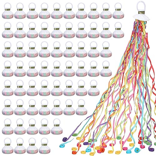 Wettarn 100 Pcs Party Confetti Poppers Hand Pull Streamers,Colorful