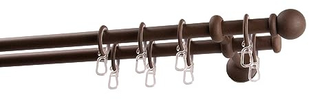 Garesa Gardinenstange Esperanca Ø 16mm, 2-läufig, Rost I Rustikale Vorhangstange inkl. Ringe + Faltenlegehaken I Mit Endknopf Kugel I Wandmontage I 200cm