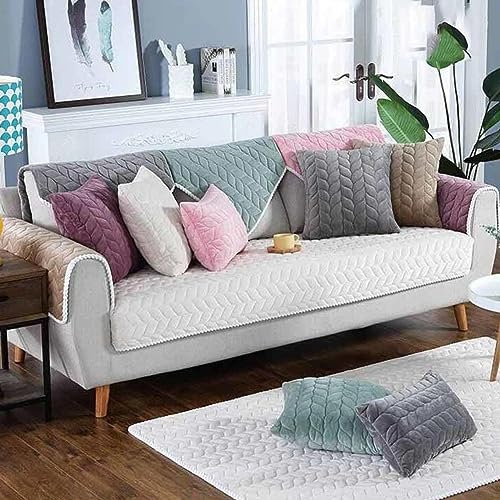 MTHGH sofabezug ecksofa I Form sofaschoner rutschfest Hund Katze sofaüberwurf Decke ecksofa wasserdicht sofahusse gelten3/2/4/1sitzer,beige-110x160cm