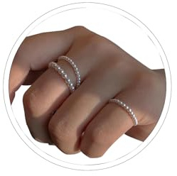 ONBRIG Pearl Rings for Women Vintage Cute Stackable Rings Dainty Minimalistic Pearl jewelry Women(3Pcs)