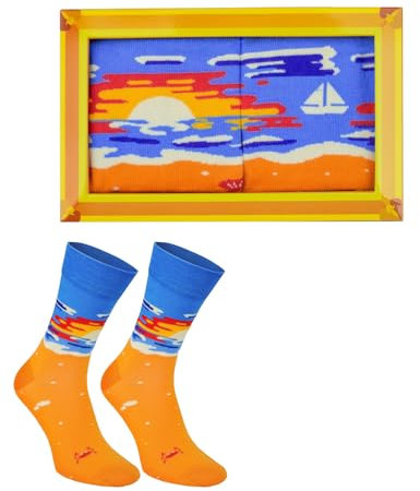 Rainbow Socks - Painting Box Socks - Damen Herren Bild Gemälde Socken im Rahmen - Novelty Geschenk Socken für Kunstfans Maler - Raumdekoration - 1 Paar - Größen 36-40