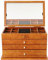 Schmuckkasten Holz Groß Schmuckkästchen 4 Etagen Schmuckschatulle mit Spiegel Vintage Braun Schmuckbox Geschenk für Mutter Freundin Damen