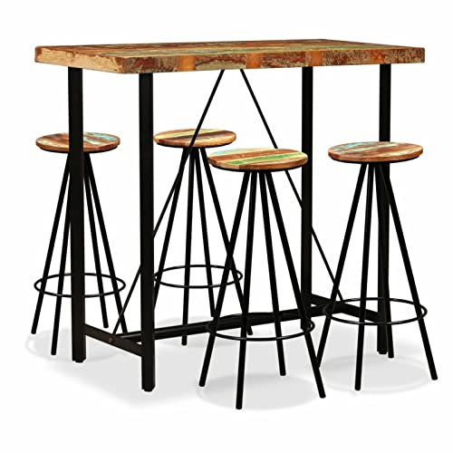 Camerina 5-TLG. Bar-Set Altholz Massiv Bar Tresen Arbeitstisch KüChe