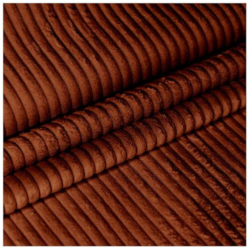 DreamRoots Cord Stoff Meterware Gewicht 380 g/m2 - Polsterstoff Cord Meterware 140 cm breit - Möbelstoff Meterware - Breitcord Meterware Indian tan 1M
