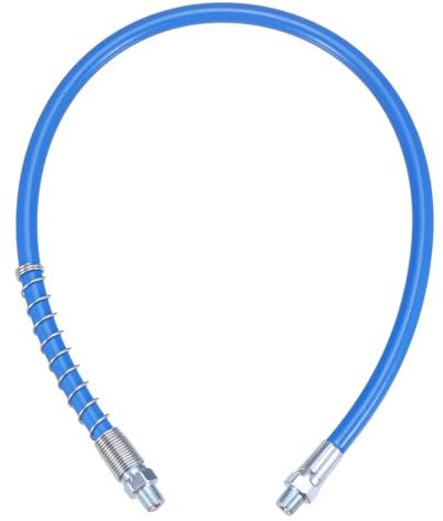 QUARKZMAN Fettpresse Schlauch 23.6 10000 PSI Feder Flex Hochdruck Schnellspanner für Schmierfett Ersatz mit Kupplung 1/8 NPT Gewinde für Fettpresse Blau