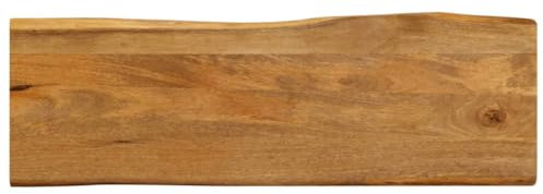 vidaXL Tischplatte, Holzplatte mit Baumkante, Massivholzplatte für Esstisch Couchtisch, Ersatztischplatte, 110x40x3,8cm Massivholz Mango