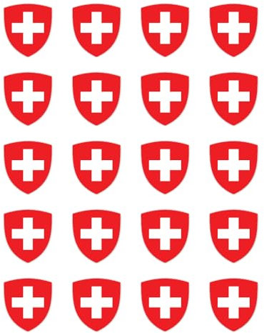Aufkleber: 25 mm, 20 Stück - Wappen - Schweiz - CH - für Auto, Laptop und mehr