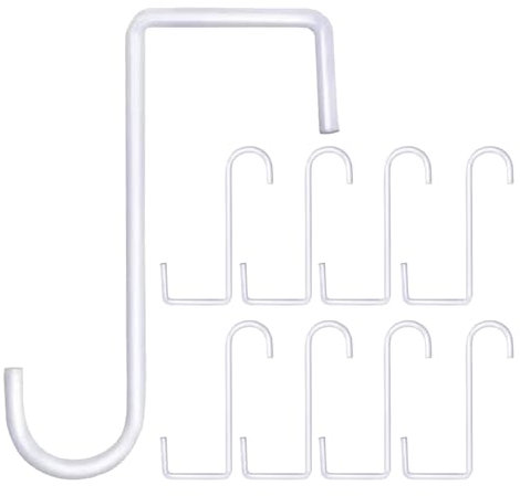 Lemiyoo 8 Pcs Garden Hangers, 6 Inch Indoor/Outdoor Fence Hooks, Over Fence Hanging Baskets, Brackets for Lights, Bird Feeders, Lanterns, Trellis (White)