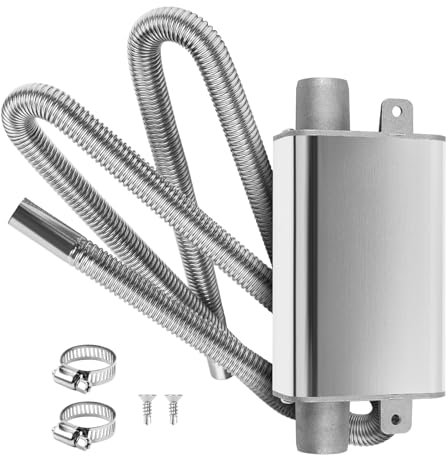 MaxEarn Upgraded Small Muffler with 120cm Exhaust Hose for Generator, Auto Parking Auxiliary Heater Accessories, Car Stainless Steel Exhaust Pipe with 2 Clamps for Air Diesel Gas Vent Hose Heating