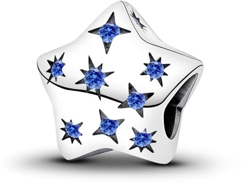 Ruaidhra Sterling Silber S925 Stern Blau Charms & Beads für Damen,Family,Blume Glühwürmchen Schildkröte Moments Charm Anhänger für Armbänder,Sicherheitskette,Geschenk für Frauen Geburtstag
