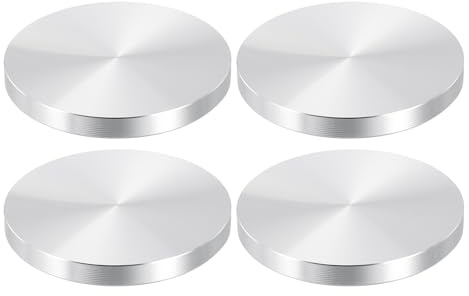 PATIKIL 4 Stück Glasplatten Adapter, Aluminiumscheibe, M10 Gewinde für Tischbeine & Tischfüße, M10 x 60mm x 7mm Aluminiumkreis Scheibe Glasplattenscheibe, für Glastisch, Silber