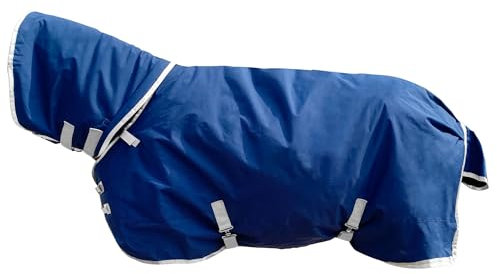 BIGANTTOW 1200D Premium-Pferdedecke, Winter, wasserdicht, 220 g, warme Baumwollfüllung, 183 cm, US72 in (EU135 cm), Blau