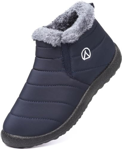 LAZAZAFI Stivali Ragazze Ragazzi Invernali Stivali da Neve Impermeabili Caldo Peluche Bambini Stivaletti All'aperto Antiscivolo Scarpe Trekking Blu 30 EU