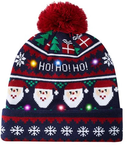 Fanient Mütze Unisex Erwachsene LED Weihnachten Beanie Hut Xmas Party Weihnachtsmützen mit Licht Kinder