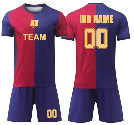 Generisch Fußball Trikot Kinder Erwachsene 24/25 Heim/Auswärts, Personalisiert Fussball Trikot Jungen mit Eigenem Namen Nummer Logo, Fußballtrikot-Shorts-Set für Jungen und Männer #4