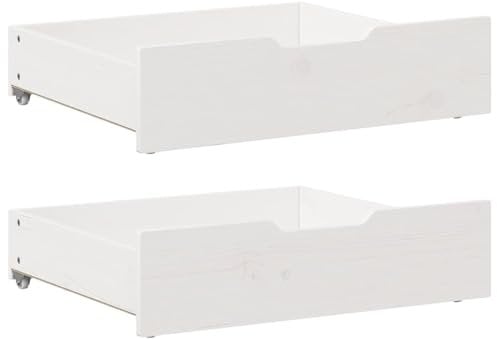 vidaXL Cajones Debajo Cama 2 uds Madera Maciza Pino Blanco 65x55x17 cm