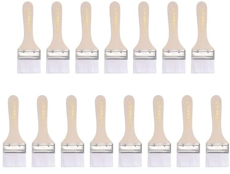 Sourcing Map 15pcs 2 Nylon Flat Paint Brushes, White, for Walls, Furniture & Fences