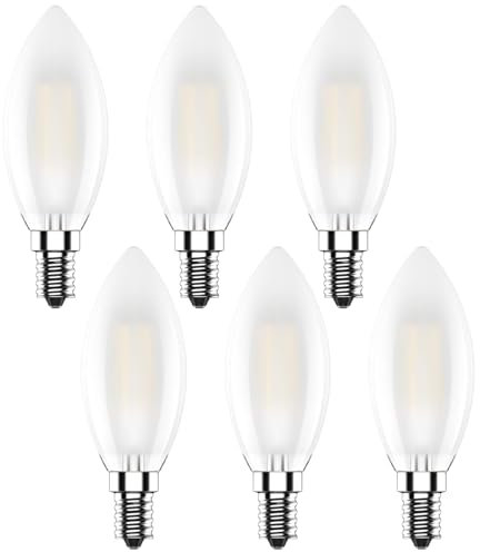 Tuoplyh E14 LED Light Bulbs Dimmable,4W 2700K Warm White,Small Edison Screw (SES),Frosted Glass,6 Pack
