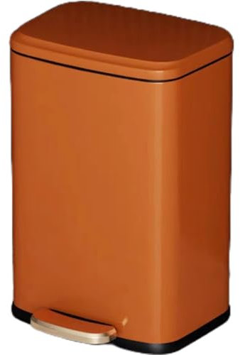 Poubelle De Cuisine Automatique 6/13L, avec Couvercle À Fermeture en Douceur, Anneau De Maintien du Sac, Poubelle en Acier Inoxydable(Orange,6L)